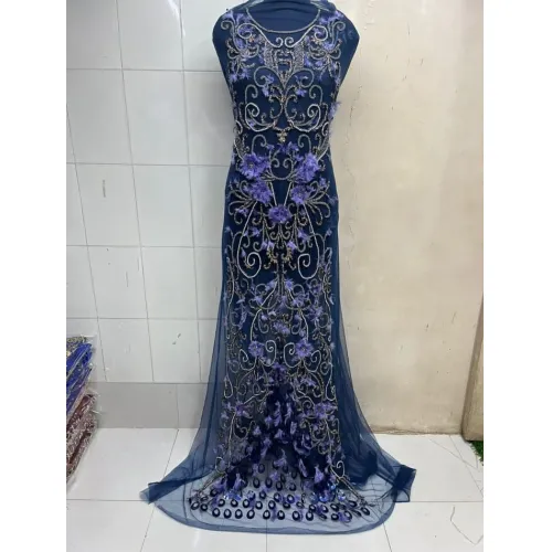 Dark Purple Gown Net Flower